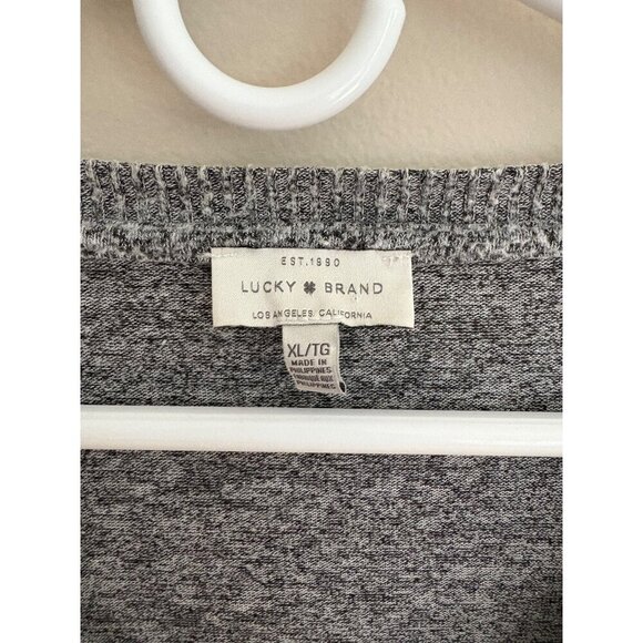 Lucky Brand V-Neck Cloud Knit Tunic Pullover Sweater in Grey Heather Size XL - Picture 4 of 13